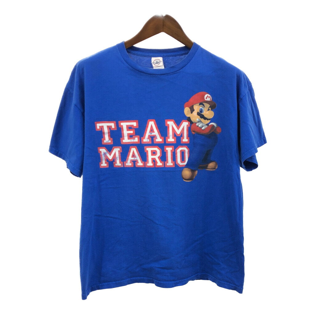 SALE// TEAM MARIO マリオ 半袖Tシャツ キャラクター ブルー (メンズ L) Q8550のサムネイル