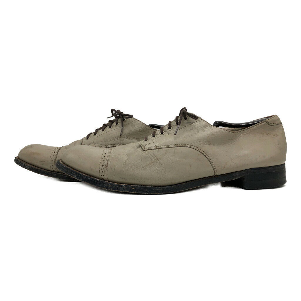 80年代 STACY ADAMS ステイシーアダムス MADISON マディソン ストレートチップ レザーシューズ ベージュ (メンズ 12 D) 中古 古着 KA1049
