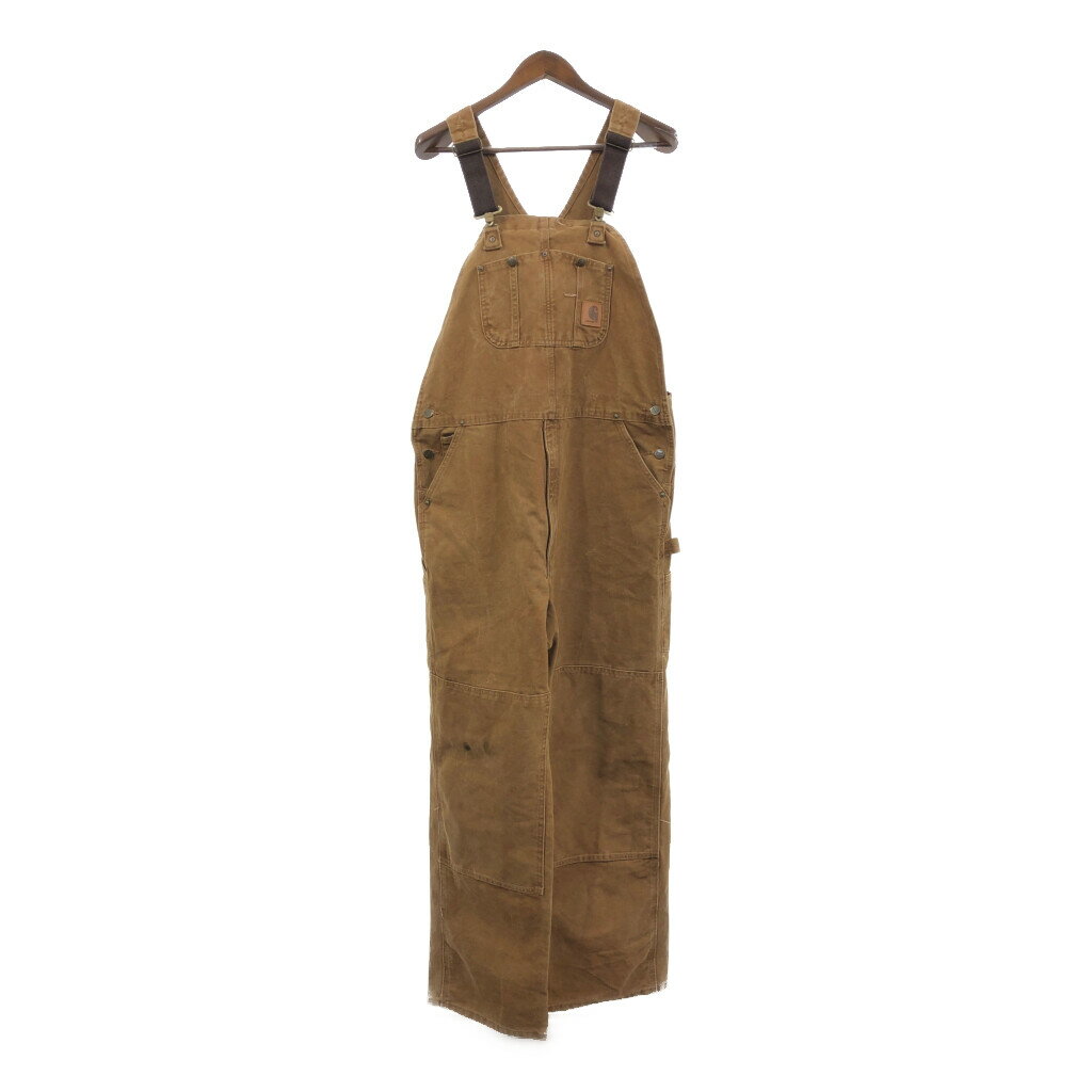 Carhartt カーハート ダック ダブルニー ビブオーバーオール 大きいサイズ ブラウン (メンズ W40 L34) 中古 古着 Q7928