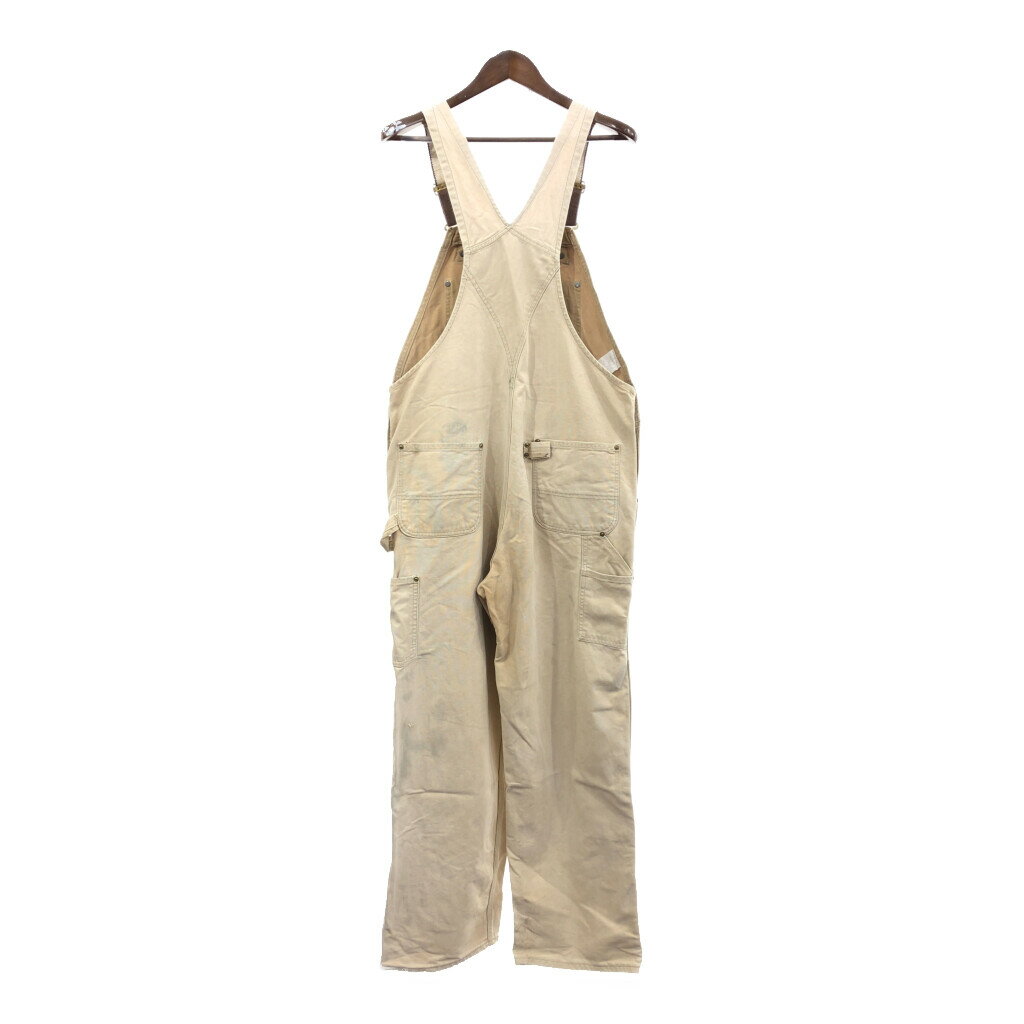 Carhartt カーハート ダック ダブルニー ビブオーバーオール 大きいサイズ ベージュ (メンズ W40相当) 中古 古着 Q7929