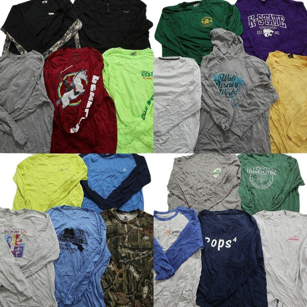 SALE 古着卸 まとめ売り 長袖Tシャツ 20枚セット (メンズ 2XL ) カラー系 ヘンリーネック リアルツリー ジョーダン MT1921のサムネイル