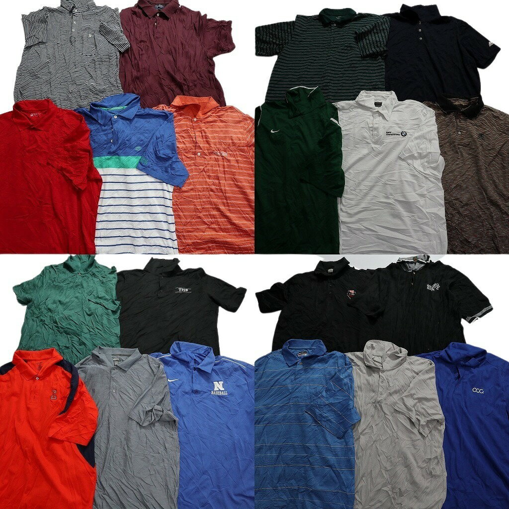 SALE 古着卸 まとめ売り ポロシャツ 20枚セット (メンズ XL ) ボーダー ナイキ BMW ワンポイントロゴ MT2192のサムネイル