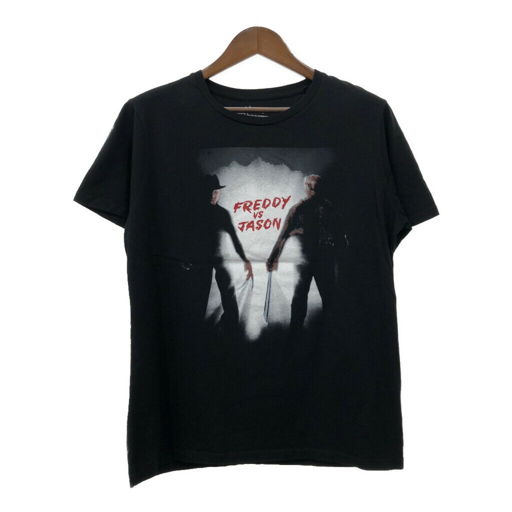 A Nightmare ON ELM STREET フレディVSジェイソン 半袖Tシャツ ムービーT ブラック (メンズ XL) 中古 古着 Q8104