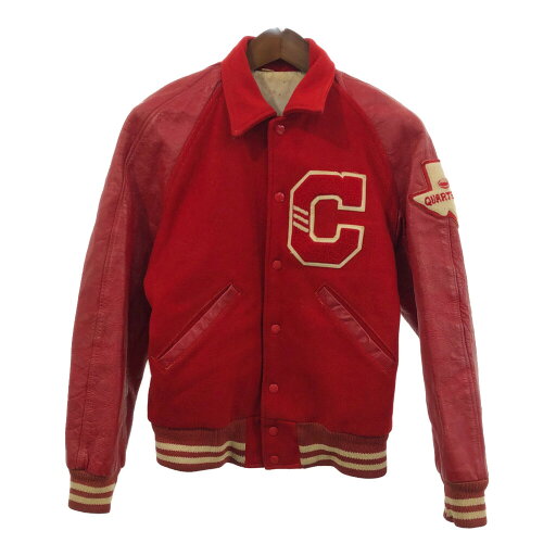 60年代 ATHLETIC SUPPLY ウール レザー スタジアムジャケット ヴィンテージ カレッジ レッド (メンズ M) 中古 古着 Q8352 60年代 ATHLETIC SUPPLY ウール レザー スタジアムジャケット ヴィンテージ カレッジ レッド (メンズ M) 中古 古着 Q8352