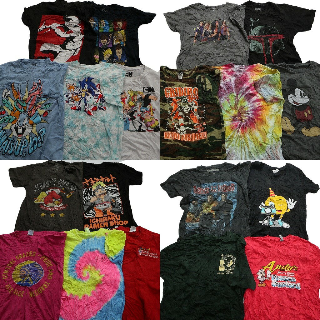 SALE 古着卸 まとめ売り カラーmix プリント 半袖Tシャツ 19枚セット (メンズ S ) ナルト ソニック スターウォーズ ミッキー MS7171のサムネイル