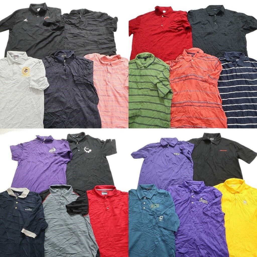 SALE 古着卸 まとめ売り ポロシャツ 20枚セット (メンズ L ) カラーMIX 無地 ワンポイント ボーダー MT2311のサムネイル