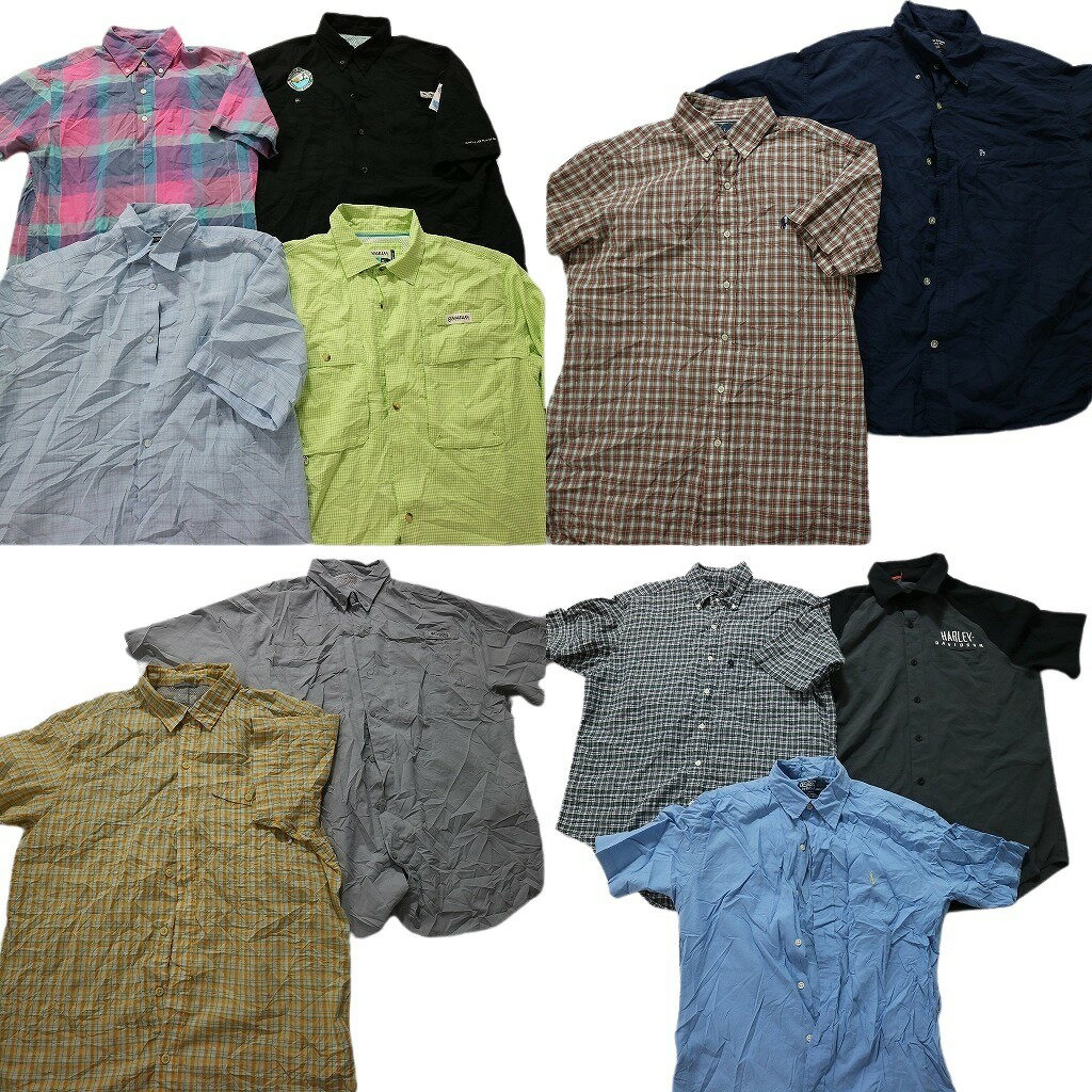 古着卸 まとめ売り 半袖シャツ 11枚セット (メンズ S /M ) シャツMIX ラルフローレン ハーレー コロンビア MT2576のサムネイル