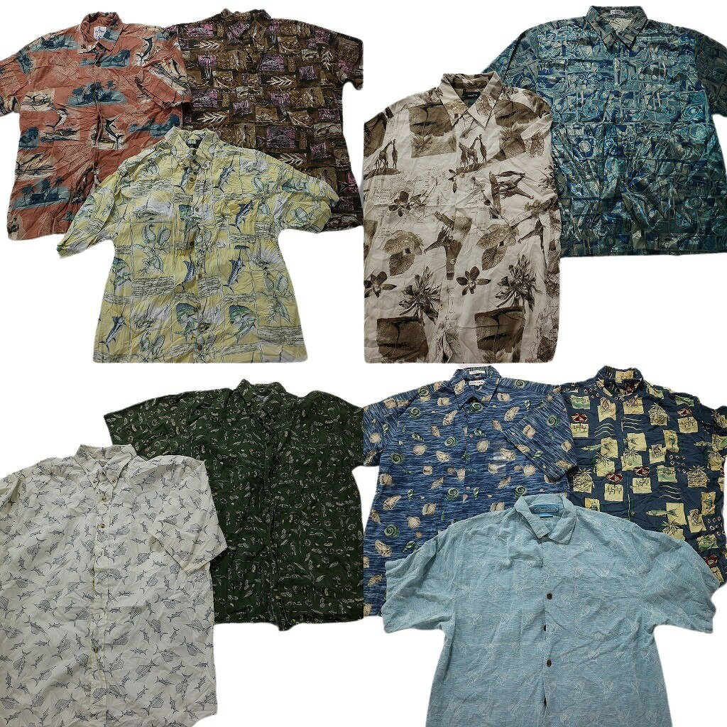 SALE 古着卸 まとめ売り 半袖シャツ 10枚セット (メンズ L /XL ) 生き物モチーフ 魚 カジキ アニマル MT2676のサムネイル