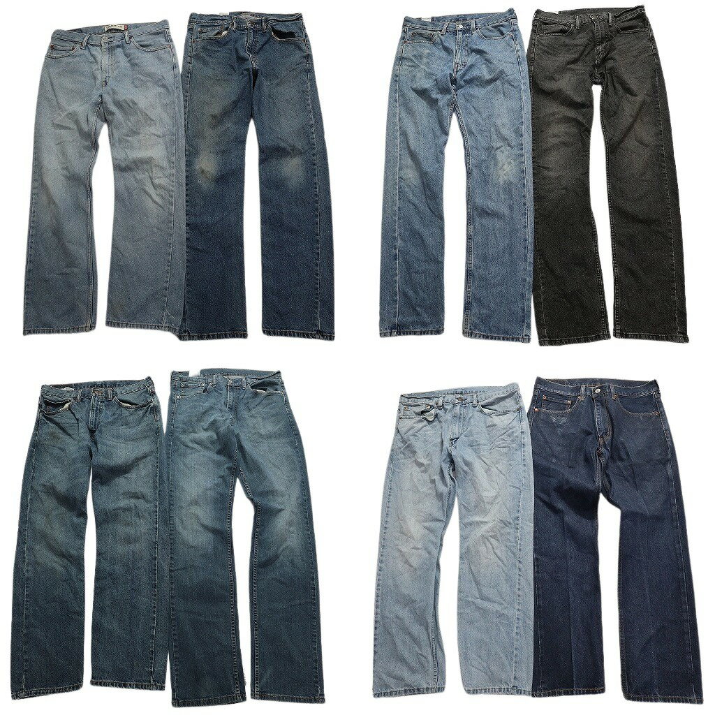 SALE 古着卸 まとめ売り リーバイス 505 デニム パンツ 8枚セット (メンズ W33 /W34 ) ブルー フェード ストレート ブラック MT3334