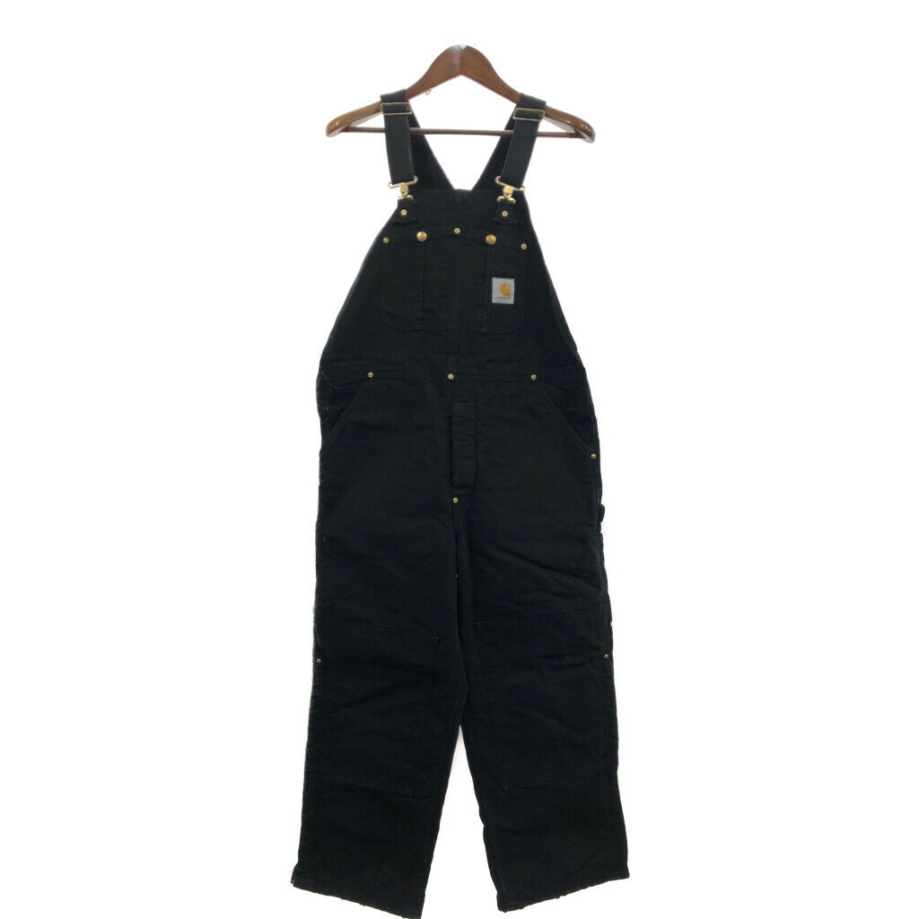 Carhartt カーハート ダック ダブルニー ビブオーバーオール 大きいサイズ ワーク ブラック (メンズ 39/26相当) 中古 古着 Q8932