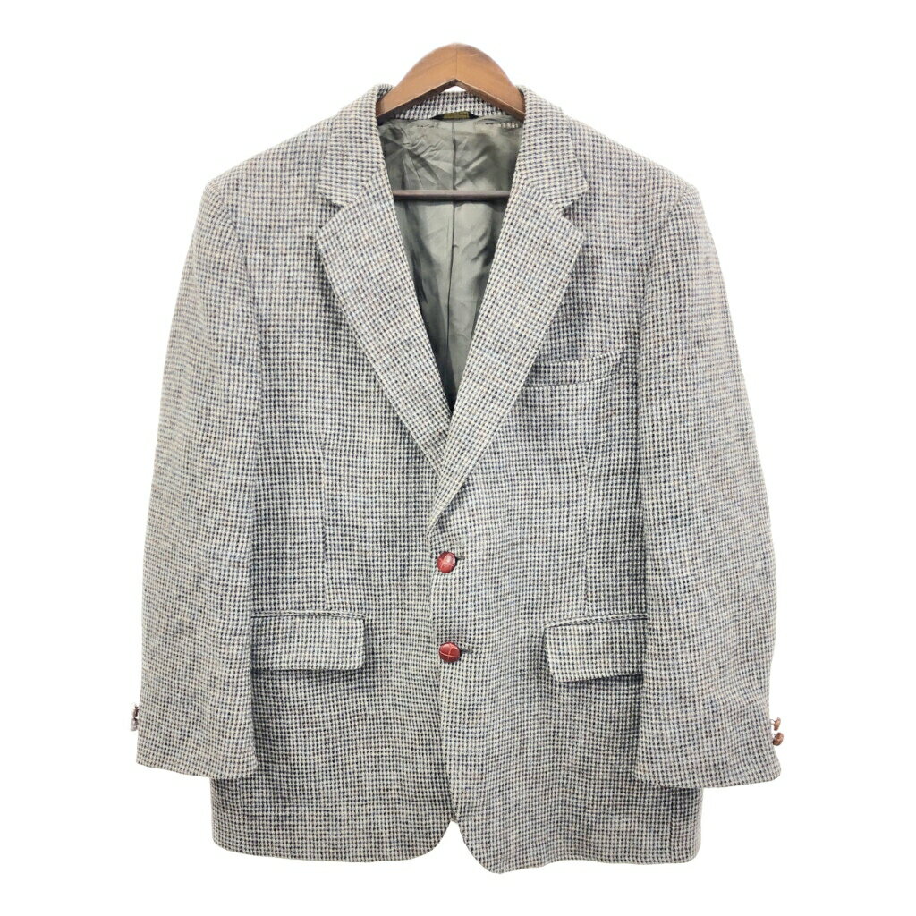 70年代 USA製 Harris Tweed ハリスツイード ウール テーラードジャケット ブラック (メンズ L相当) 中古 古着 Q8958