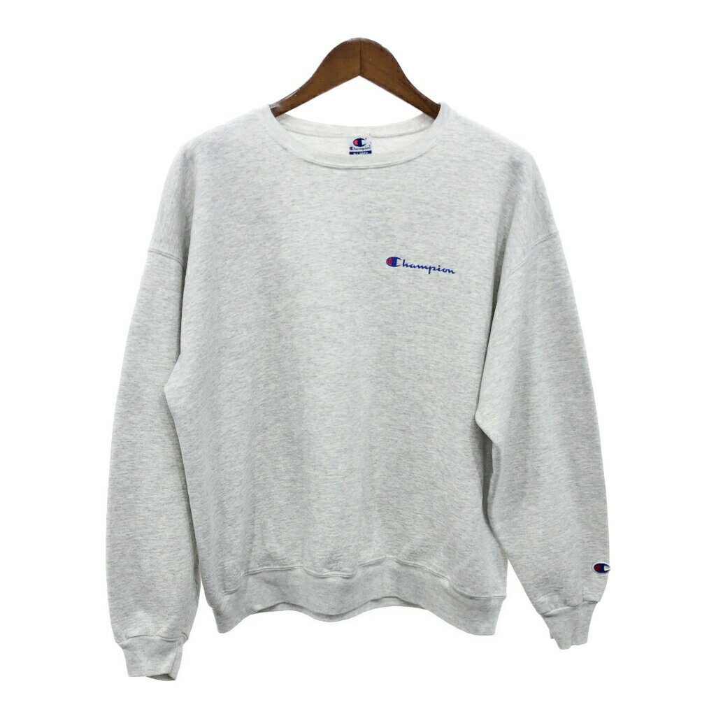 90年代 Champion チャンピオン AUTHENTIC オーセンティック スウェット ワンポイントロゴ ライトグレー (メンズ X-LARGE) 中古 古着 Q9322