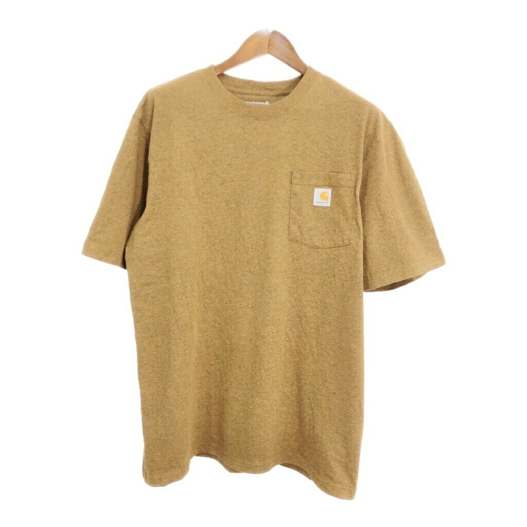 SALE///// Carhartt カーハート ポケット 半袖Tシャツ ブラウン (メンズ L) 中古 古着 Q9238