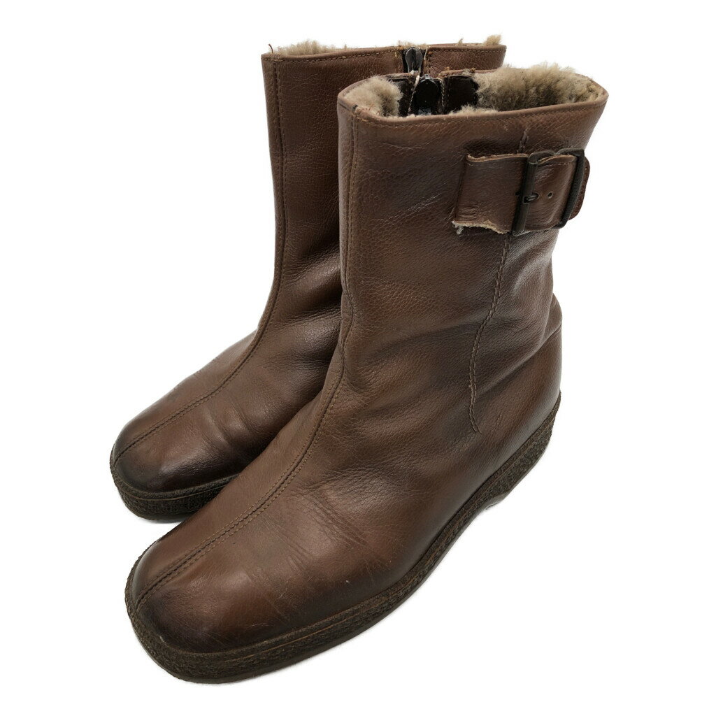 裏地ボア サイドジップ ブーツ ブラウン (メンズ 26cm相当) 中古 古着 KA1173