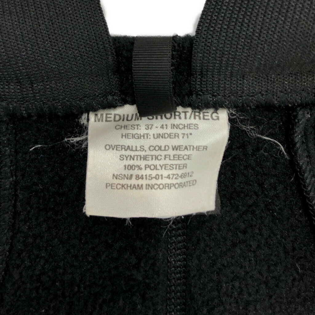 米軍実物 U.S.ARMY POLARTEC フリース オーバーオール ミリタリー ブラック (メンズ MEDIUM SHORT) 中古 古着 R0004