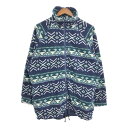 HEAD フリースジャケット 総柄 ネイビー (メンズ XL) 中古 古着 R0077(4)