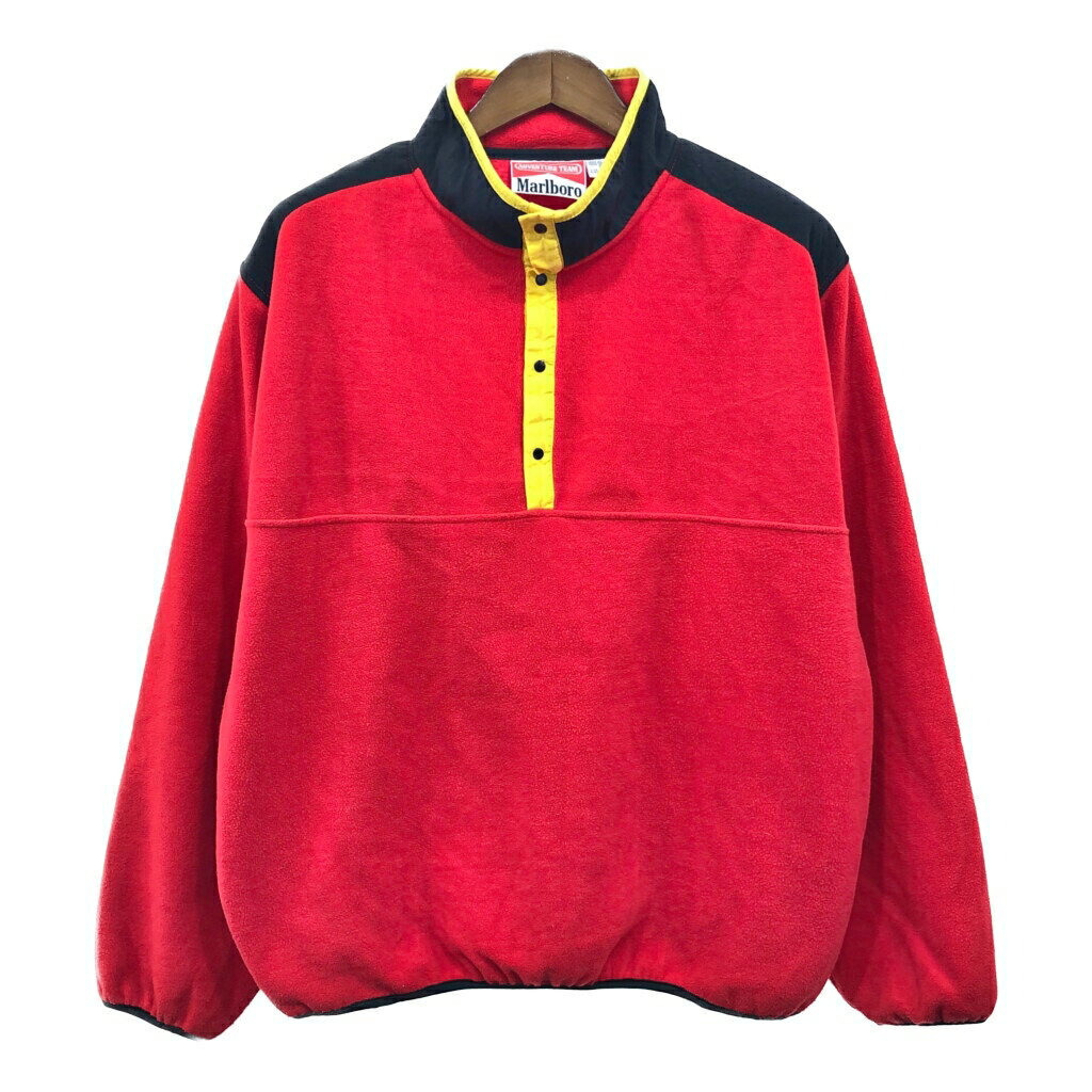 90年代 Marlboro マルボロ ハーフスナップ フリースジャケット レッド (メンズ XL) 中古 古着 Q9845
