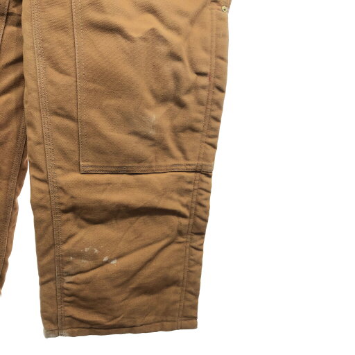 USA製 Carhartt カーハート ダック ダブルニー ビブオーバーオール ワーク ライトブラウン (メンズ W32 L32) 中古 古着 R0292