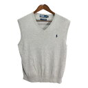 Polo by Ralph Lauren ポロ ラルフローレン Vネック ベスト ワンポイントロゴ ライトグレー (メンズ M) 中古 古着 R0354(4)