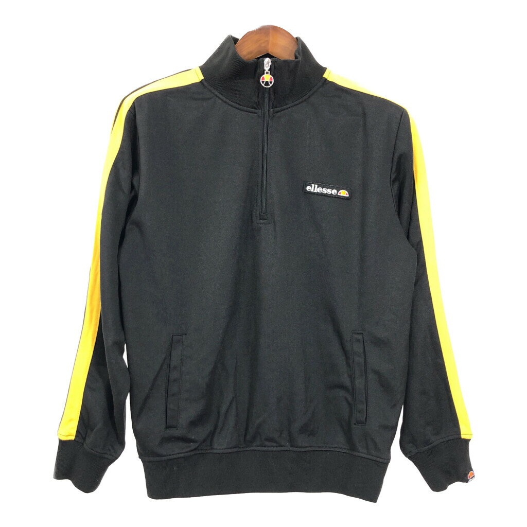 ellesse エレッセ ハーフジップ ジャージジャケット スポーツ ブラック (メンズ S) 中古 古着 R0458