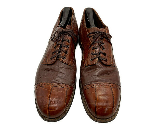 80～90年代 STACY ADAMS ステイシーアダムス パンチドキャップトゥ レザーシューズ 型押し ブラウン (メンズ 10 1/2 D) 中古 古着 KA1253