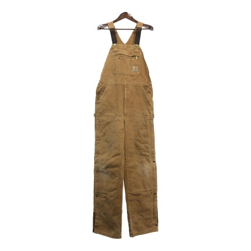 90年代 Carhartt カーハート ダック ダブルニー ビブオーバーオール 大きいサイズ ブラウン (メンズ W37 L31相当) 中古 古着 R0764 90年代 Carhartt カーハート ダック ダブルニー ビブオーバーオール 大きいサイズ ブラウン (メンズ W37 L31相当) 中古 古着 R0764