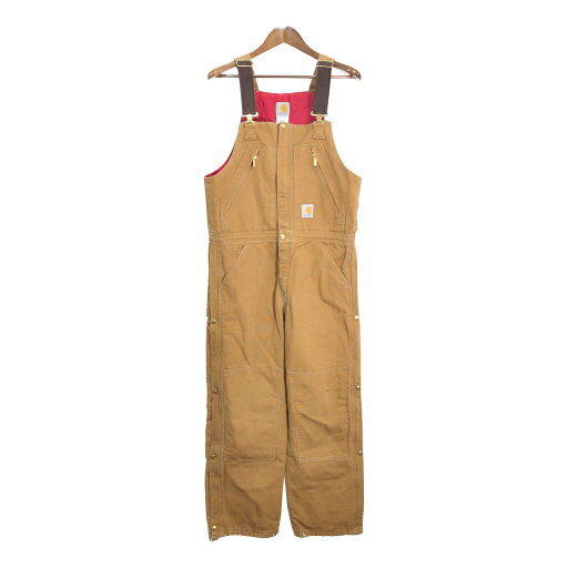 Carhartt カーハート ダック ダブルニー ビブオーバーオール ブラウン (メンズ W34 L30) 中古 古着 R0938