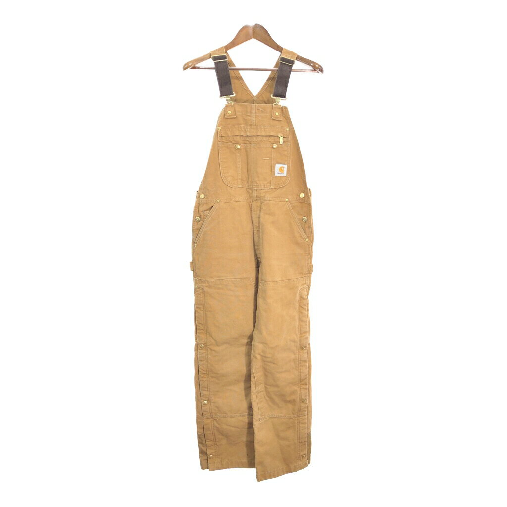 Carhartt カーハート ダック ダブルニー ビブオーバーオール ブラウン (メンズ W36 L30) 中古 古着 R0940