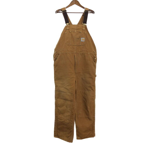 USA製 Carhartt カーハート ダック ダブルニー ビブオーバーオール 大きいサイズ ブラウン (メンズ W42 L30) 中古 古着 R1267 USA製 Carhartt カーハート ダック ダブルニー ビブオーバーオール 大きいサイズ ブラウン (メンズ W42 L30) 中古 古着 R1267