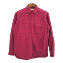 90年代 USA製 L.L.Bean エルエルビーン シャモアクロスシャツ アウトドア ワインレッド (メンズ 16) 中古 古着 R1581(4)