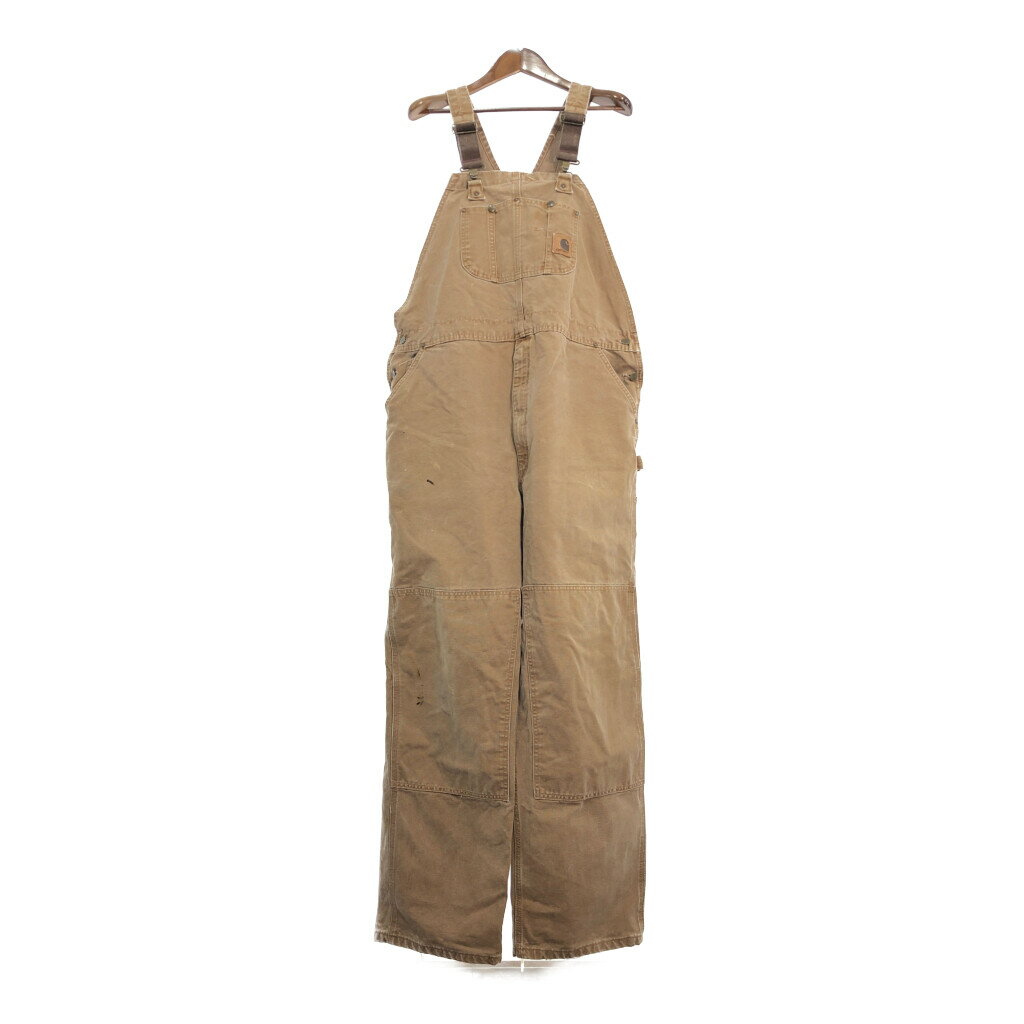 Carhartt カーハート ダック ダブルニー ビブオーバーオール 大きいサイズ ブラウン (メンズ W44 L34) 中古 古着 R1586