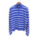 Polo by Ralph Lauren ポロ ラルフローレン ハーフジップ ドライバーズニットセーター ボーダー ブルー (メンズ XXL) 中古 古着 R1612