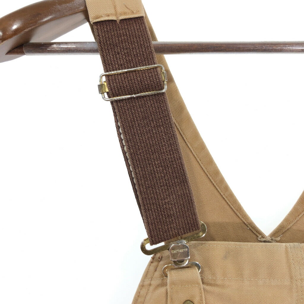 Carhartt カーハート ダック ダブルニー ビブオーバーオール ワーク 大きいサイズ ブラウン (メンズ W48相当) 中古 古着 R1637