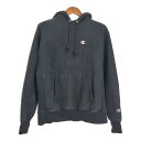 Champion チャンピオン REVERSE WEAVE リバースウィーブ パーカー ワンポイントロゴ ブラック (メンズ LARGE) 中古 古着 R194...