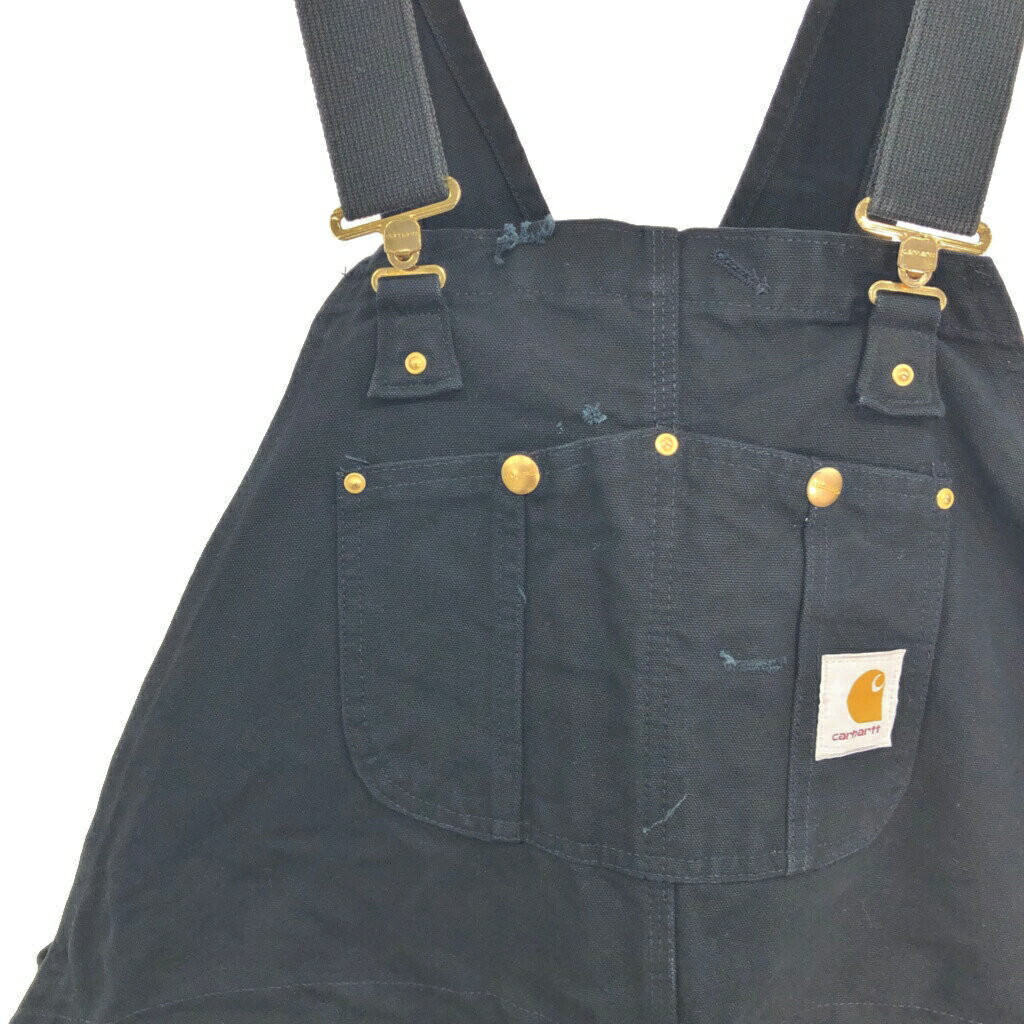 USA製 Carhartt カーハート オーバーオール 大きいサイズ ブラック (メンズ W50 L30相当) 中古 古着 R2083