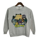 90年代 Pokemon ポケモン スウェット アニメT キャラクター ライトグレー (ユース XS相当) 中古 古着 R2133