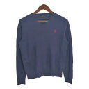 Polo by Ralph Lauren ポロ ラルフローレン Vネック コットンセーター ネイビー (メンズ M) 中古 古着 R2242