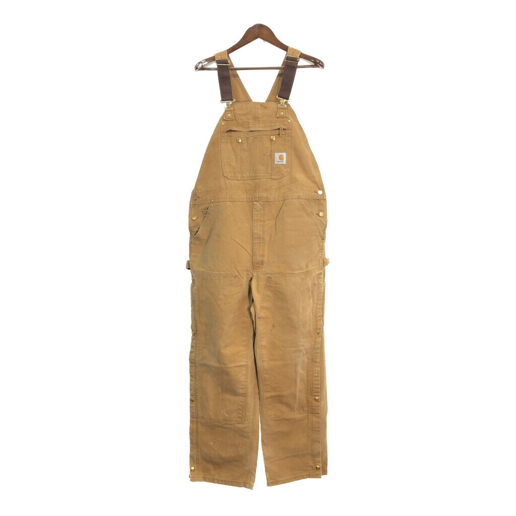 Carhartt カーハート ダック ダブルニー ビブオーバーオール 大きいサイズ ブラウン (メンズ 43/26相当) 中古 古着 R2398