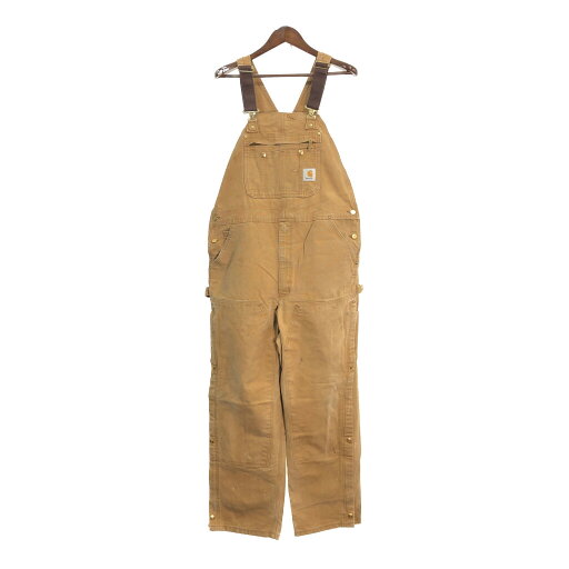 Carhartt カーハート ダック ダブルニー ビブオーバーオール 大きいサイズ ブラウン (メンズ 43/26相当) 中古 古着 R2398 Carhartt カーハート ダック ダブルニー ビブオーバーオール 大きいサイズ ブラウン (メンズ 43/26相当) 中古 古着 R2398