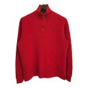 Polo by Ralph Lauren ポロ ラルフローレン モックネック ハーフジップ セーター ワンポイントロゴ レッド (メンズ M) 中古 古着 R3357