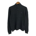 Polo by Ralph Lauren ポロ ラルフローレン モックネック ハーフジップ セーター ワンポイントロゴ ブラック (メンズ S) 中古 古着 R3455
