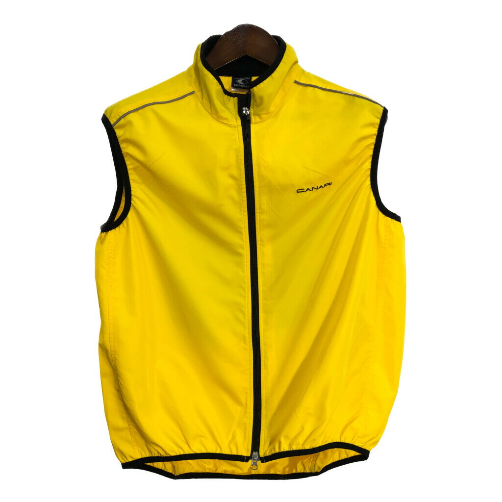 CANARI サイクリング ベスト アウター ワンポイントロゴ イエロー (メンズ L) 中古 古着 R4056(4)