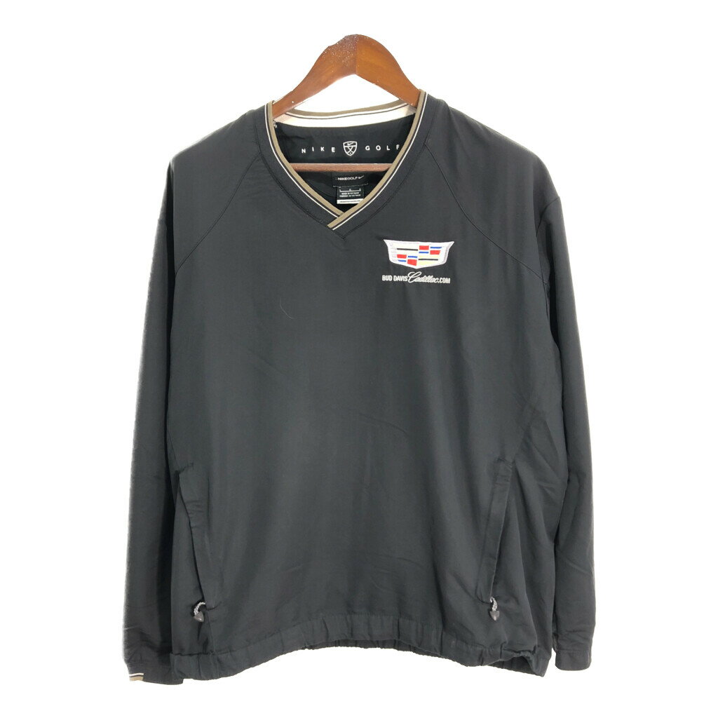 NIKE GOLF ナイキゴルフ Vネック プルオーバージャケット スポーツ ブラック(メンズ L)中古 古着 R4158