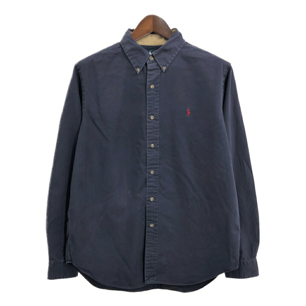 RALPH LAUREN ラルフローレン ボタンダウン 長袖シャツ ワンポイントロゴ ネイビー (メンズ L) 中古 古着 R4170