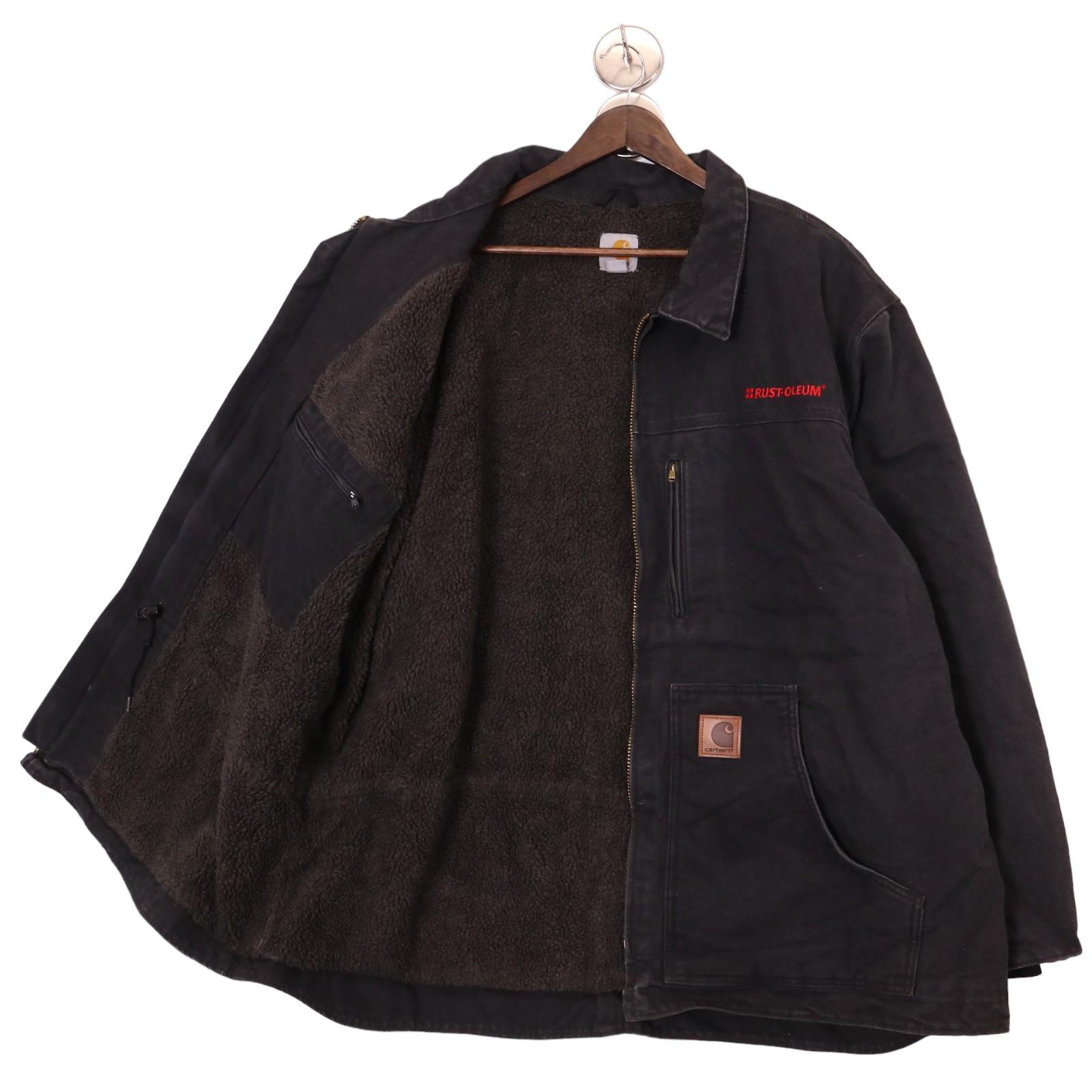 00年代 Carhartt カーハート サンドストーンリッジコート ワーク 企業ロゴ ブラック (メンズ 2XL) 中古 古着 A0685