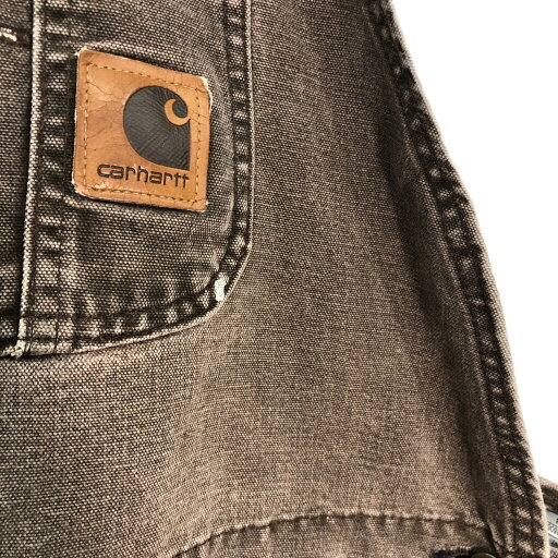 Carhartt カーハート ダック ダブルニー ビブオーバーオール 大きいサイズ ブラウン (メンズ W44 L30) 中古 古着 R4463