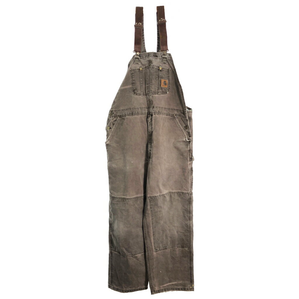 Carhartt カーハート ダック ダブルニー ビブオーバーオール 大きいサイズ ブラウン (メンズ W44 L30) 中古 古着 R4463