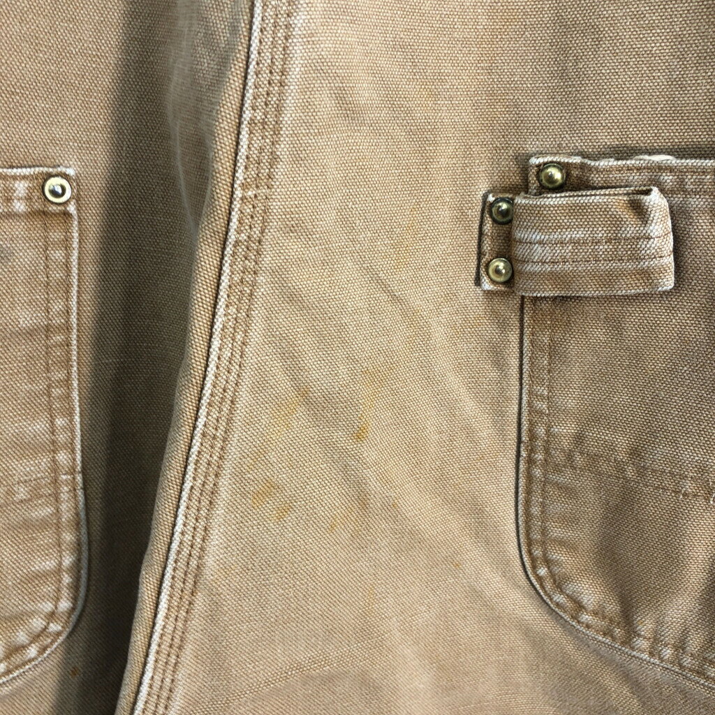 Carhartt カーハート ダック ダブルニー ビブオーバーオール 大きいサイズ ブラウン (メンズ W42 L32) 中古 古着 R4464