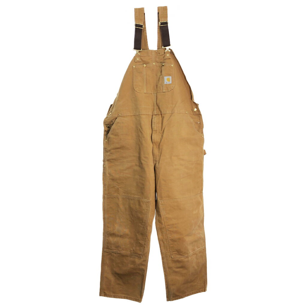 Carhartt カーハート ダック ダブルニー ビブオーバーオール 大きいサイズ ブラウン (メンズ W49相当) 中古 古着 R4465