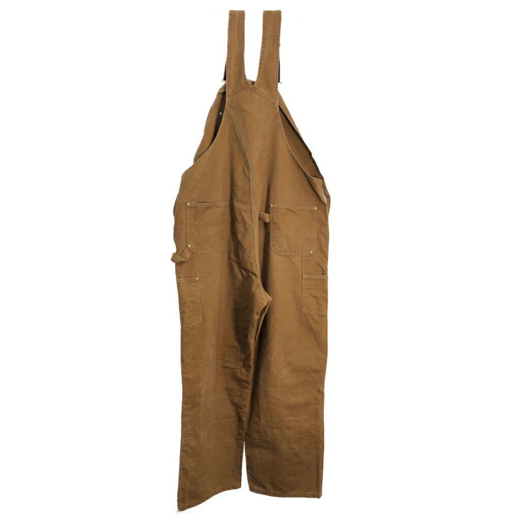 Carhartt カーハート ダック ダブルニー ビブオーバーオール 大きいサイズ ブラウン (メンズ W49相当) 中古 古着 R4465